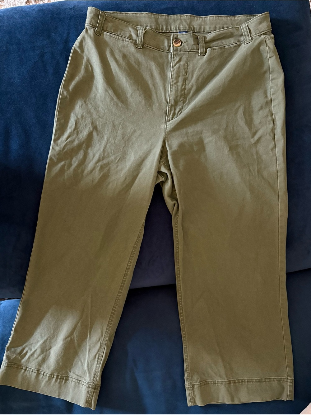 Old Navy Olive Cropped Straight-Leg Twill Pants